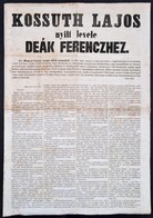 1867 Kossuth Lajos Nyílt Levele Deák Ferenchez A 'Kasszandra Levél' Melyben Figyelmezteti A Kiegyezés Elhibázottságára.  - Non Classés