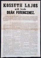 1867 Kossuth Lajos Nyílt Levele Deák Ferenchez A 'Kasszandra Levél' Melyben Figyelmezteti A Kiegyezés Elhibázottságára.  - Non Classificati