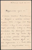 1906 Ifj. Tisza Kálmán Gróf (1867-1947) Saját Kézzel írt Levele Szél Kálmán Nagyszalontai Esperesnek, Református Zsinat  - Unclassified