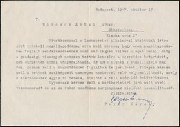 1947 Peyer Károly Szociáldemokrata Politikus Gépelt, Aláírt Levele Bérleti Szerződés Betartásáról - Non Classés