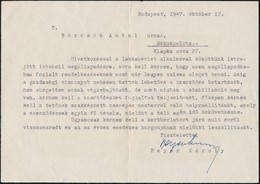 1947 Peyer Károly Szociáldemokrata Politikus Gépelt, Aláírt Levele Bérleti Szerződés Betartásáról - Sin Clasificación