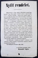 1848 Kossuth Lajos, A Honvédelmi Bizottmány Elnökének Nyílt Rendelete A Haza Minden Lelkészeinek, Melyben Előírja, Hogy  - Zonder Classificatie