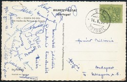 1956 Az Aranycsapat Tagjainak (Kocsis, Buzánszky, Stb.) Aláírásai Portugáliából Küldött Levelezőlapon - Other & Unclassified