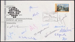 1975 Női Sakk Bajnokság Románia Versenyzők által Aláírt Alkalmi Boríték / Woman's Chess Championship In Romania. Autogra - Autres & Non Classés