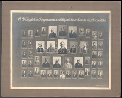 Cca 1914 Budapest, I. Ker. Főgymnázium Tanárai és Végzett Tanulói, Kistabló Nevesített Portrékkal (több Diák Már Katonai - Other & Unclassified