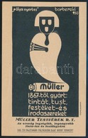 1930 Müller Testvérek Tinta, Tus- és Festékgyárának Reklámos Számolócédulája, Borbereki Kovács Zoltán Grafikája, Moderni - Pubblicitari