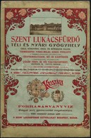 Szent Lukácsfürdő, Téli és Nyári Gyógyhely, Karton Reklámtábla, Kis Kopásokkal, 27,5×18,5 Cm - Publicidad