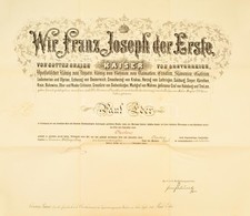 1907 Prága, I. Ferenc József Császár által Kiadott Katonai Címadományozó Oklevél, Rajta Ferenc József Aláírásával - Sonstige & Ohne Zuordnung