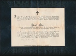 1916 Éder Pál (1849-1916) Cs. és Kir. Ny. Főhadnagy Német Nyelvű Halálozási értesítője, és Ravatali Fotója (keményhátú F - Sonstige & Ohne Zuordnung