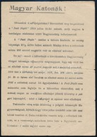 1918 'Magyar Katonák! Olvassátok Ti Az újságaitokat?', Nyomtatott Röplap - Autres & Non Classés