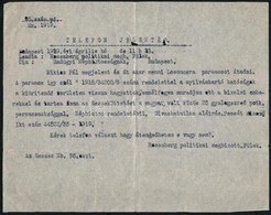 1919 Rosenberg Politikai Megbízott Gépelt Jelentése A Hadügyi Népbiztosságnak Fülekről - Autres & Non Classés