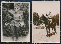 1941 Hitlert Imitáló Magyar Katona állva és Lóháton, 2 Db Fotó, Jó állapotban, 8×6 Cm / Hungarian Soldier, 2 Photos - Autres & Non Classés