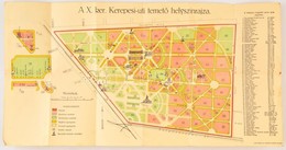 A X. Ker. Kerepesi úti Temető Helyszínrajza, Klösz György és Fia Térképészeti Műintézet, Budapest, 31×60 Cm - Sonstige & Ohne Zuordnung