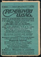 1918 Bp., A Rendkívüli Újság (Pesta Frigyes Hetilapja) VI. évfolyamának 47. Száma, Címlapon érdekes Cikkcímekkel (pl. Ká - Non Classés