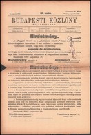 1919 A Budapesti Közlöny Augusztus 21-i Lapszáma, Román Cenzúrával - Sin Clasificación