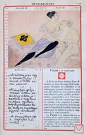 1931 Pornográf Rajzok Sikamlós Versikékkel Egy 1931-es Naptárba Ragasztva, 30 Db Amatőr Ceruza és Tempera Kép - Ohne Zuordnung