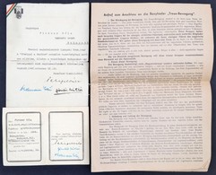 1942-43 A Hűséggel A Hazáért Magyarországi Német Szervezet Tagsági Igazolványa Pirkner Béla Repülő Főhadnagy, Gyárigazga - Unclassified