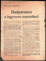 1944 Szálasi Ferenc (1897-1946) Miniszterelnök Hadparancsa A Fegyveres Nemzethez - Non Classificati