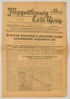 1944 A Függetlenség Esti Újság XII. évfolyamának 272. Száma, Címlapon Háborús Hírekkel, 6p - Sin Clasificación