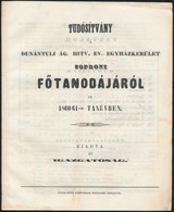 1861 Tudósítvány A Dunántúli ágostai Hitvallású Evengélikus Egyházkerület Soproni Főtanodájáról Az 1860/1861. Tanévben,  - Non Classés