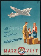 Cca 1949-1954 Maszovlet Személyszállítás, Kisméretű Reklámplakát, 23×16,5 Cm - Autres & Non Classés