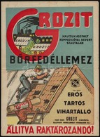 Cca 1930-1940 Grozit Kaucsuk Aszfalt Kompozícióval Bevont Szagtalan Bőrfedéllemez, Kisplakát, Ingusz, Arad, Kis Szakadás - Andere & Zonder Classificatie