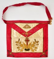 XX. Sz. Eleje: Szabadkőműves Kötény. Selyem, Kígyómintás Fém Csattal / Freemason Apron. Silk  40x34 Cm - Sonstige & Ohne Zuordnung