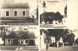 * T2 1928 Borszörcsök, Római Katolikus Iskola és Templom, Utcakép, Hangya Szövetkezet üzlete, Italmérés. Szilágyi Arthur - Non Classés