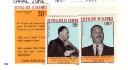 DAHOMEY 1968 MARTIN LUTHER KING  YVERT  N°A75/77 NEUF MNH** - Martin Luther King