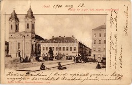 T2/T3 1900 Arad, Tököly Tér, Görögkeleti Püspöki Templom, Piac árusokkal, Löwy Ármin és Hoffmann József üzlete / Square, - Ohne Zuordnung