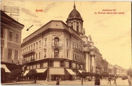 T2 1908 Arad, Andrássy Tér és Weitzer János Utca Sarok, Központi Divatáruház. W.L. 502. / Square And Street Corner, Shop - Non Classés