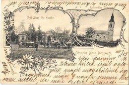 T2/T3 1907 Bihardiószeg, Diosig; Gróf Zichy Féle Kastély, Református Templom. Deutsch Dávid Kiadása / Castle, Calvinist  - Non Classés