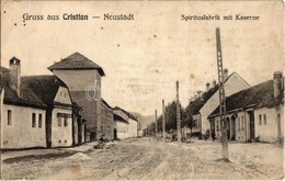 ** T2/T3 Keresztényfalva, Neustadt, Cristian; Utcakép, Szeszfőzde és Laktanya. Karl Habermann Kiadása / Spiritusfabrik M - Non Classés