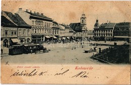 T2/T3 1899 (Vorläufer!) Kolozsvár, Cluj; Fő Tér északi Oldala, Európa Kávéház, Kiss Ernő és Gergely Ferenc üzlete, Város - Ohne Zuordnung