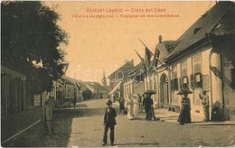 T2 1908 Lippa, Lipova; Fő-Híd Utca, Községháza, Singer Antal üzlete, Magyar Zászlók. W.L. 3047. / Hauptgasse Mit Dem Gem - Non Classés