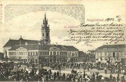 T2 1904 Nagyvárad, Oradea; Szent László Tér, Piac, Általános Takarékpénztár, Versenyáruház, Zálogház, Adria Biztosító, C - Non Classés