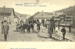 T2 1906 Oravica, Oravita; Malomtér és Fő Utca, Csiklovai Sörcsarnok. Weisz Félix Kiadása / Dampfmühl Platz Und Hauptgass - Non Classés