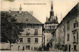 T2 1909 Segesvár, Schässburg, Sighisoara; Utca Az óratoronnyal. Zeidner H. Kiadása / Street View With Clock Tower - Non Classés