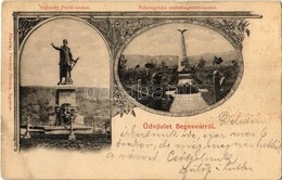 T2/T3 Segesvár, Sighisoara; Petőfi és Fehéregyházi Szabadságharc Szobrok. Vándory Ferenc Kiadása / Statues Of Petőfi And - Non Classés