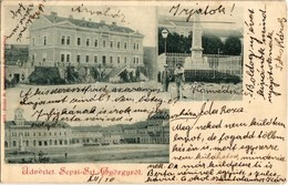 * T2/T3 1901 Sepsiszentgyörgy, Sfantu Gheorghe; Árvaház, Honvéd Szobor, Fő Tér. Benkő M. Kiadása / Orphanage, Main Squar - Non Classés