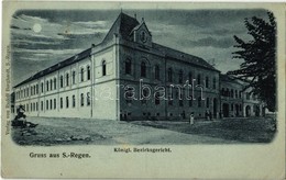 T2/T3 Szászrégen, Reghin; Királyi Járásbíróság Este / Königl. Bezirksgericht. Rudolf Burghardt / County Court At Night - Non Classés