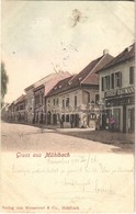 * T2/T3 1901 Szászsebes, Mühlbach, Sebesul Sasesc, Sebes; Utca, Josef Baumann üzlete. Weissörtel & Co. Kiadása / Street  - Non Classés