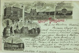 T2/T3 1898 (Vorläufer!) Temesvár, Timisoara; Színház, Józsefvárosi Zárda, Gyárváros, Kossuth, Jenő Herceg és Losonczy Té - Ohne Zuordnung