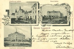 T2/T3 1898 (Vorläufer!) Temesvár, Timisoara; Józsefvárosi Indóház és Takarékpénztár, Vasútállomás, Városi Bérház, Vasúti - Ohne Zuordnung