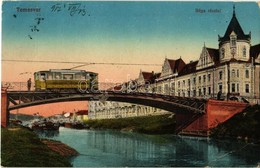 T2/T3 Temesvár, Timisoara; Béga Részlet, Villamos A Hídon, Kávéház, Uszályok / Bega River, Tram On The Bridge, Cafe, Bar - Ohne Zuordnung