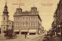 * T2/T3 1907 Temesvár, Timisoara; Gyárváros, Görögkeleti Szerb Templom, Adler Ignácz Lámpa, üveg és Porcelán áruraktára, - Ohne Zuordnung