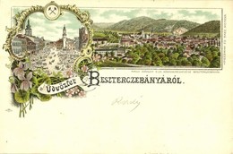 T2/T3 1898 (Vorläufer!) Besztercebánya, Banská Bystrica; Fő Téri Piac. Ivánszky Elek Kiadása / Market. Art Nouveau, Flor - Sin Clasificación