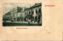 T2/T3 1900 Eperjes, Presov; Fő Utca, Gregor Endre üzlete. Kósch Árpád Kiadása, Fénynyomat Divald / Main Street, Shop - Non Classés