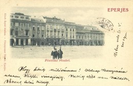 T2/T3 1900 Eperjes, Presov; Fő Utca, Gubcsó Gyula Cukrász, Gyógyszertár, Takarékpénztár, Bodnár Gy. üzlete. Kosch Árpád  - Ohne Zuordnung