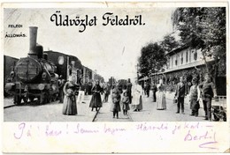 T2/T3 1901 Feled, Veladin, Jesenské; Vasútállomás Gőzmozdonnyal / Bahnhof / Railway Station, Locomotive (EB) - Non Classés